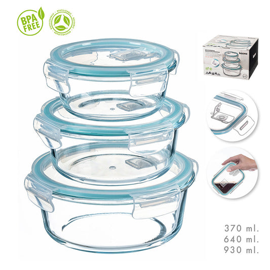 Set of Stackable Hermetically-sealed Kitchen Containers Kozina Circular 3 Pieces-0