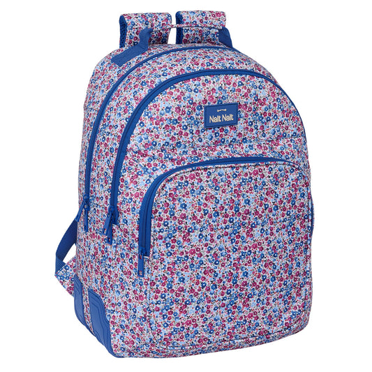 School Bag Nait Nait Flores coimbra azul Blue 32 x 42 x 15 cm-0
