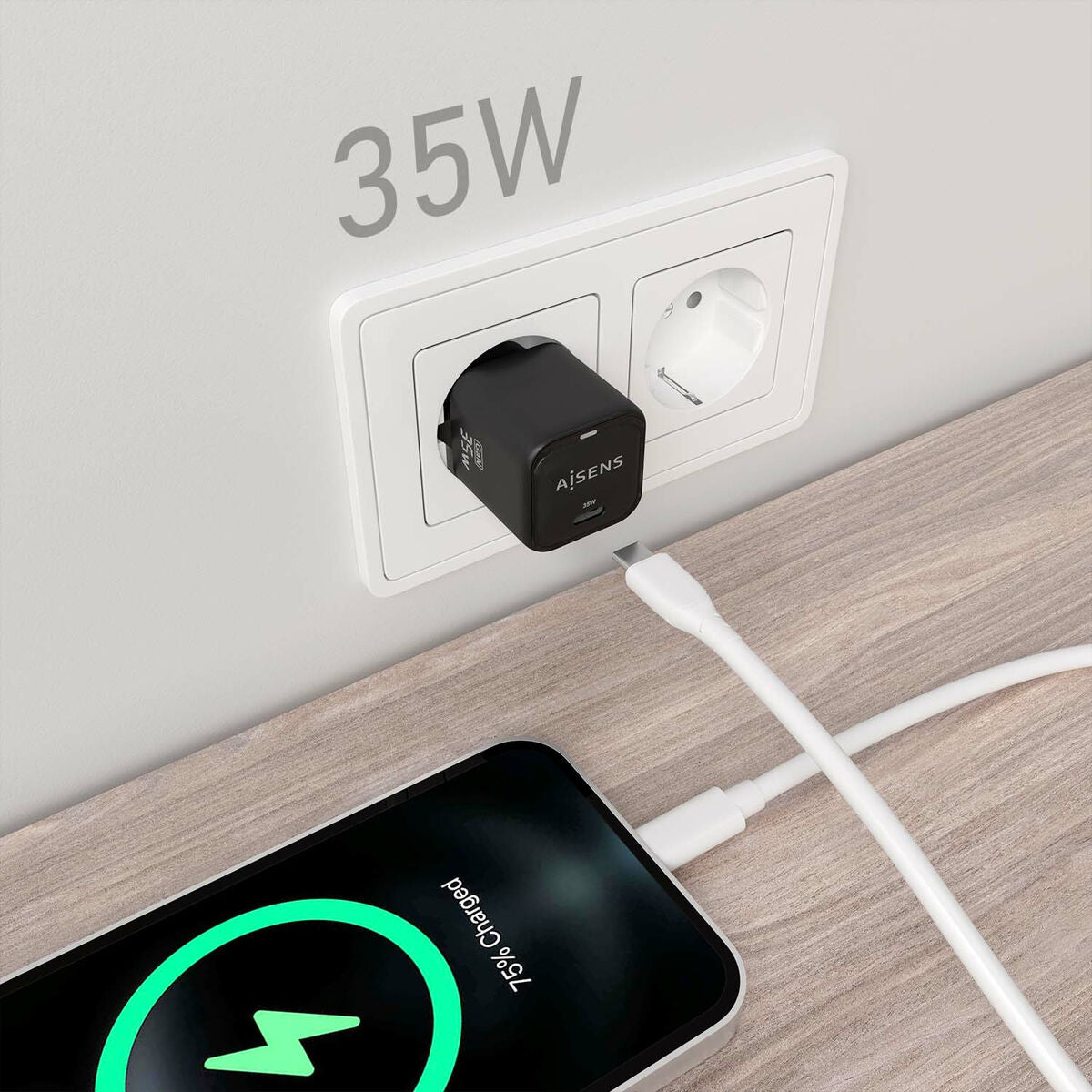 Wall Charger Aisens ASCH-35W1P023-BK Black 35 W (1 Unit)-1