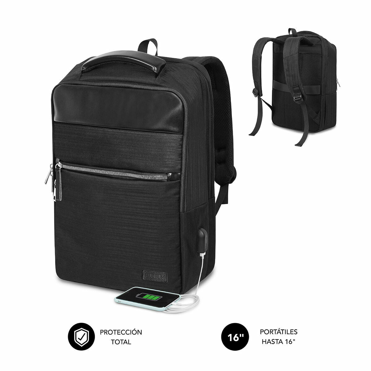 Laptop Backpack Subblim SUBBP-2BL1015 Black-0