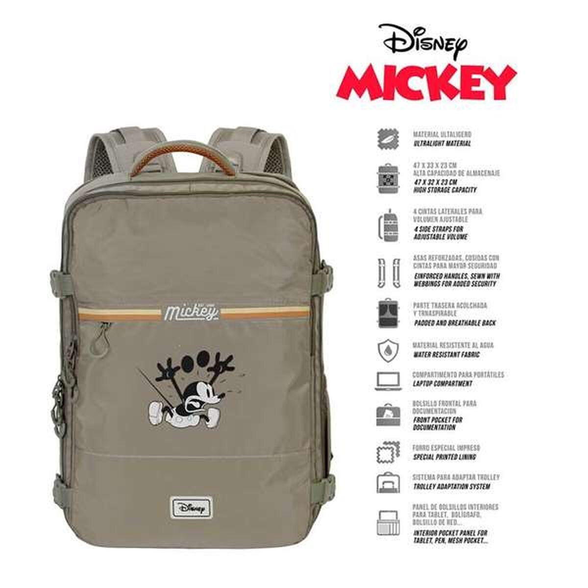 Multipurpose Backpack Mickey Mouse Khaki Cabin-4