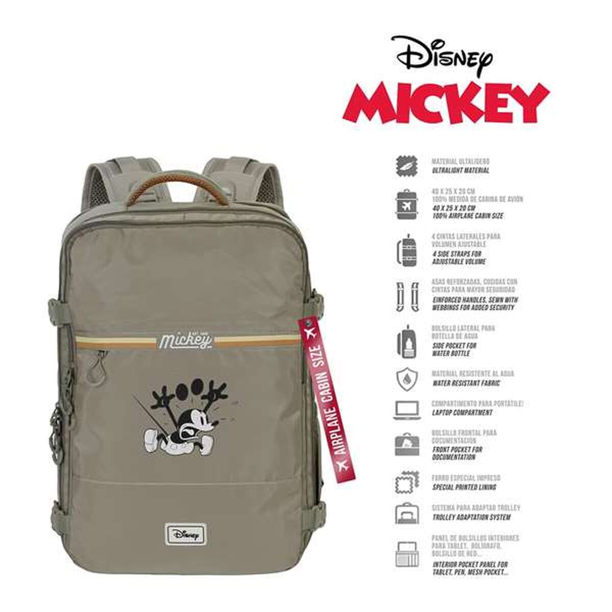 Multipurpose Backpack Mickey Mouse Khaki Cabin-15