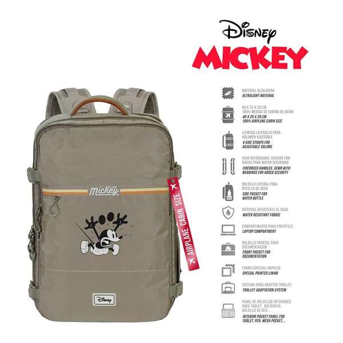 Multipurpose Backpack Mickey Mouse Khaki Cabin-10