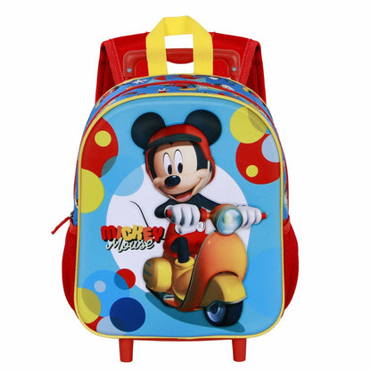 3D School Bag with Wheels Mickey Mouse Scooter Blue Red 26 x 13 x 34 cm-3