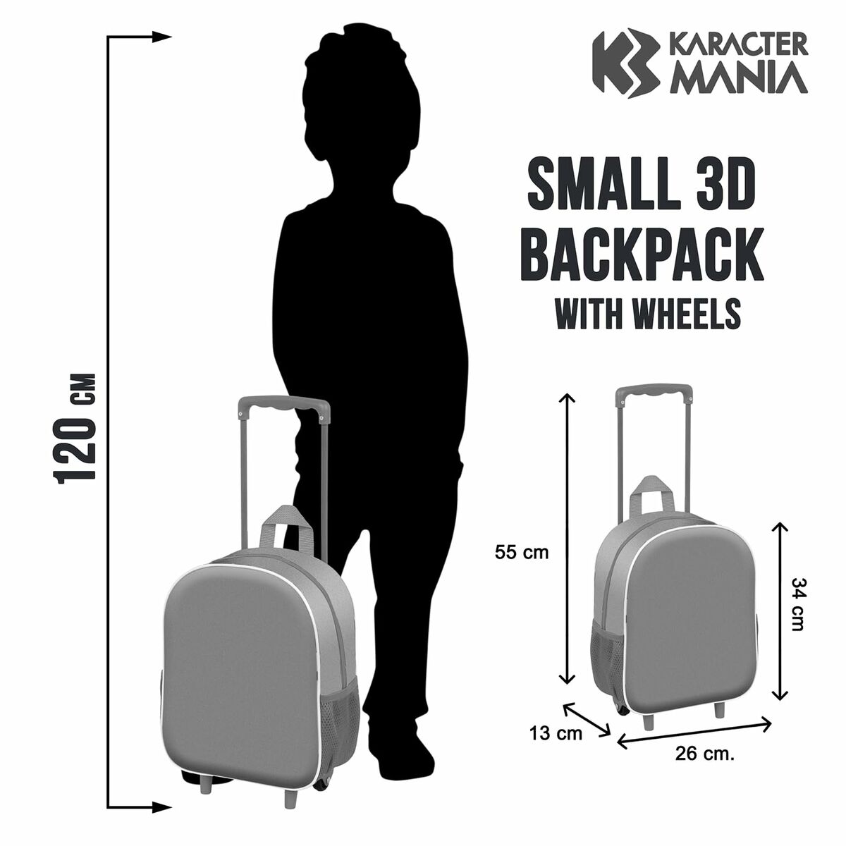 3D School Bag with Wheels Mickey Mouse Scooter Blue Red 26 x 13 x 34 cm-5