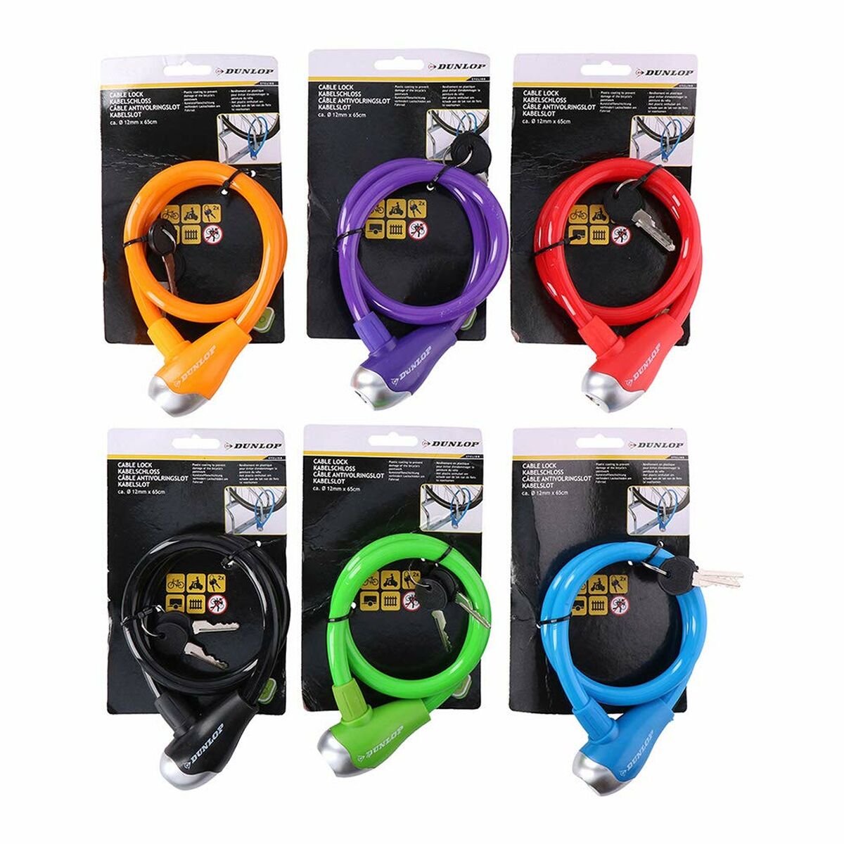 Cable with padlock Dunlop Ø 12 mm 65 cm-1