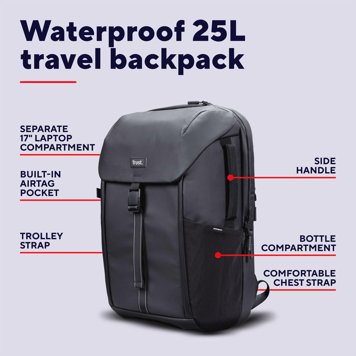 Laptop Backpack Trust 25669 Grey-15