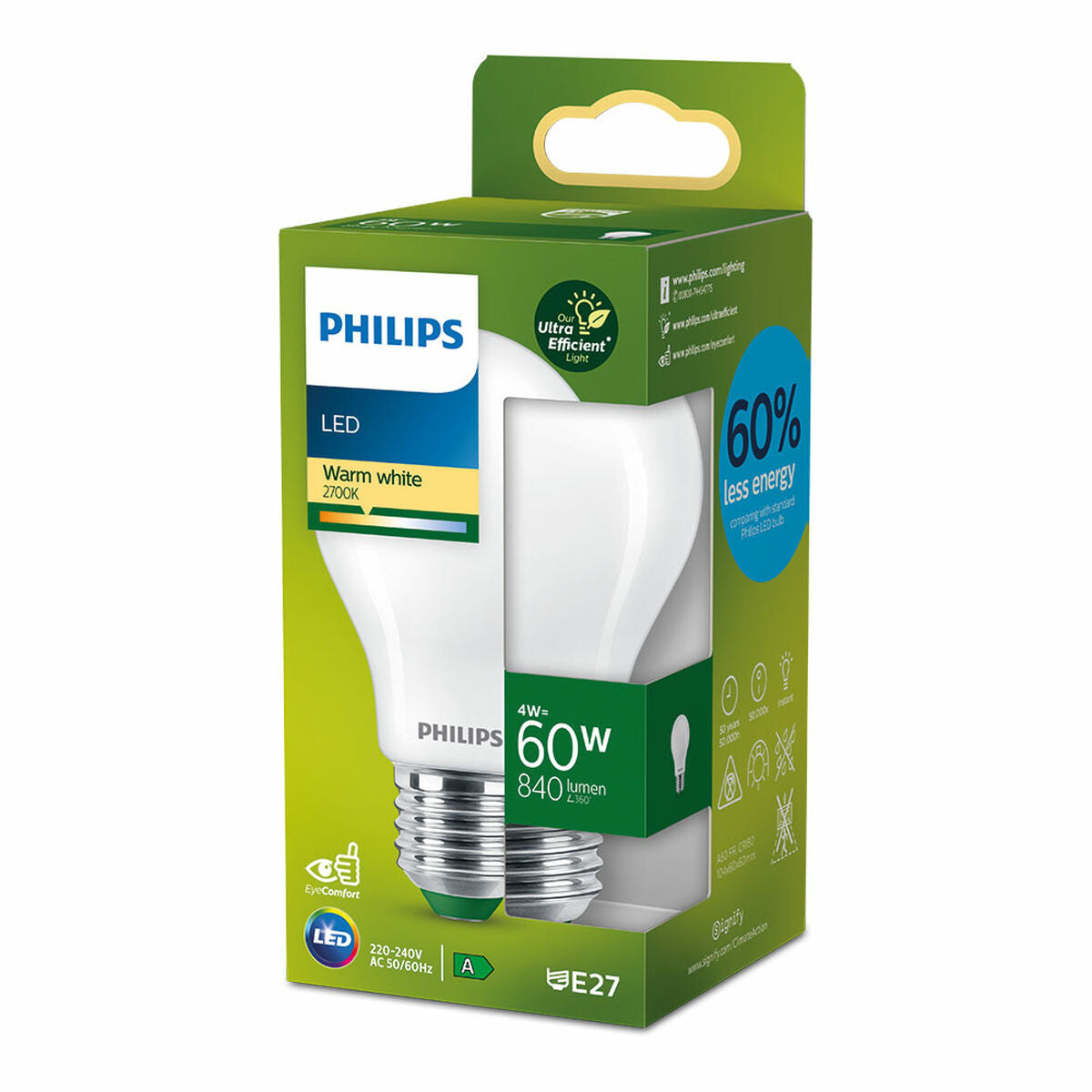 LED lamp Philips Classic A 4 W 60 W E27 840 lm (2700 K)-4