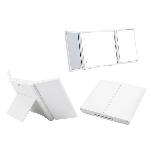 Pocket Mirror Berilo White ABS 1,5 x 9,5 x 11,5 cm LED Light (12 Units)-1
