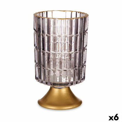 LED Lantern Gift Decor Grey Golden Glass 10,7 x 18 x 10,7 cm (6 Units)-0