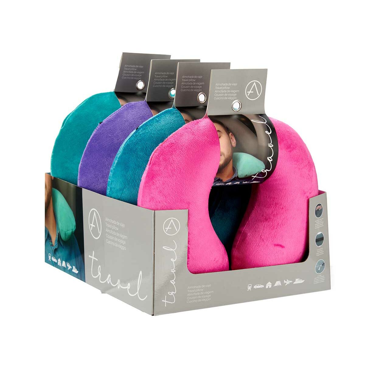 Neck Pillow Green Purple Pink Turquoise 31 x 10,5 x 27,4 cm (4 Units)-3