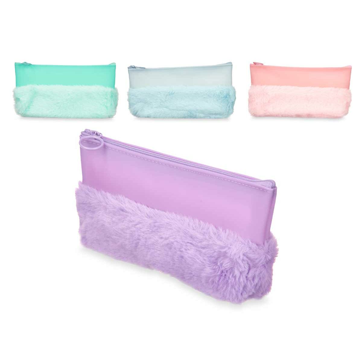 School Case Pincello Blue Green Purple Pink 21 x 9 x 3 cm Pompom (12 Units)-2