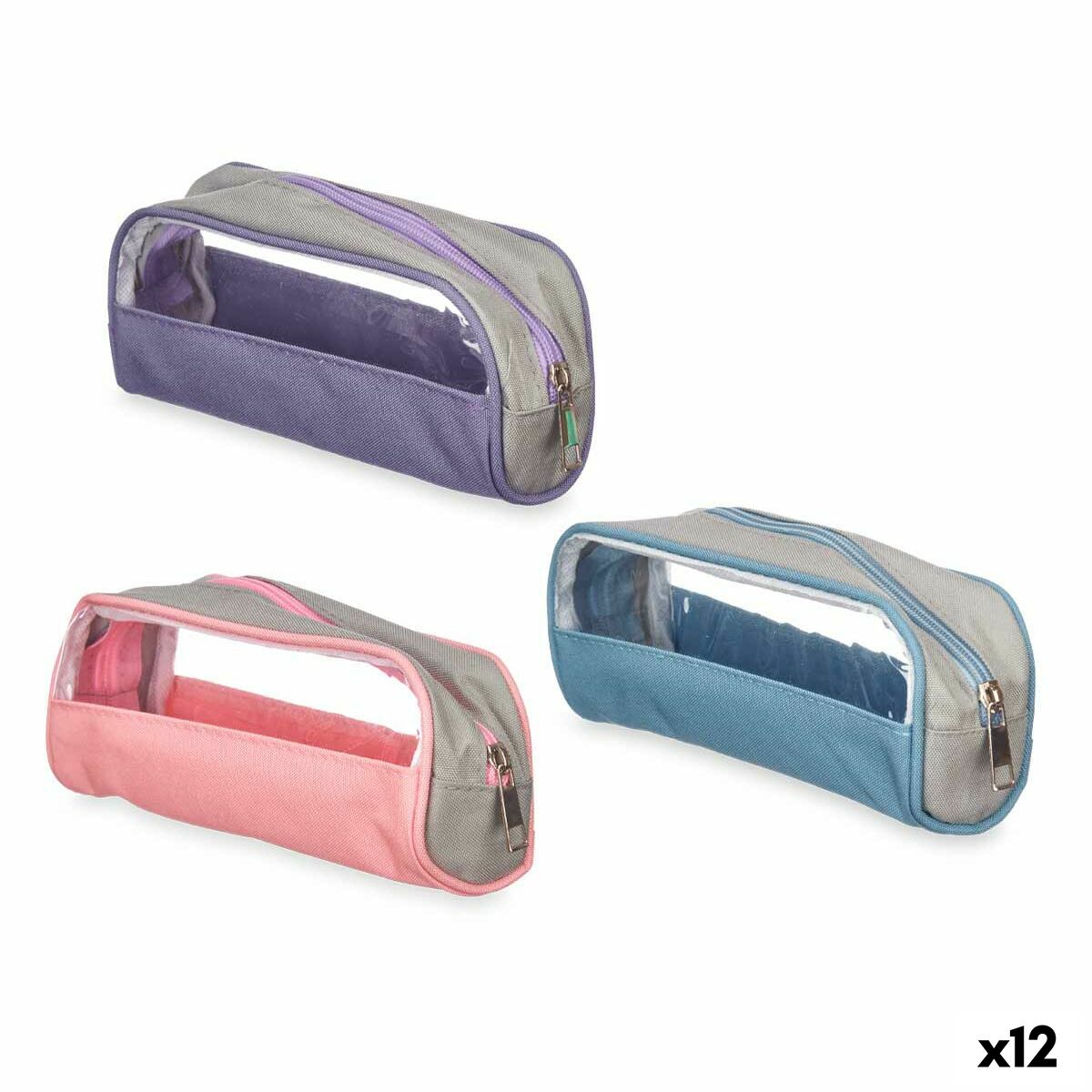 School Case Pincello Blue Purple Pink Transparent 23 x 5,5 x 8 cm (12 Units)-0