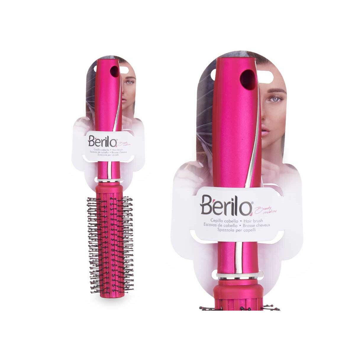 Round Brush Berilo 354 Fuchsia Silicone Plastic (12 Units)-2