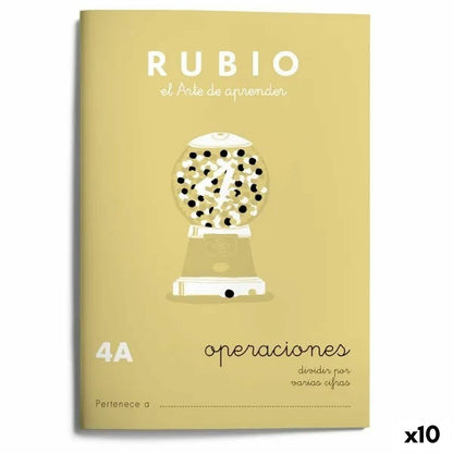 Maths exercise book Rubio Nº4A A5 Spanish 20 Sheets (10 Units)-0