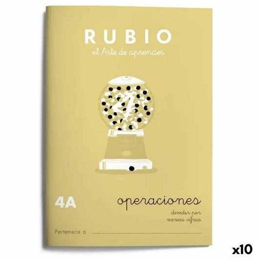 Maths exercise book Rubio Nº4A A5 Spanish 20 Sheets (10 Units)-0