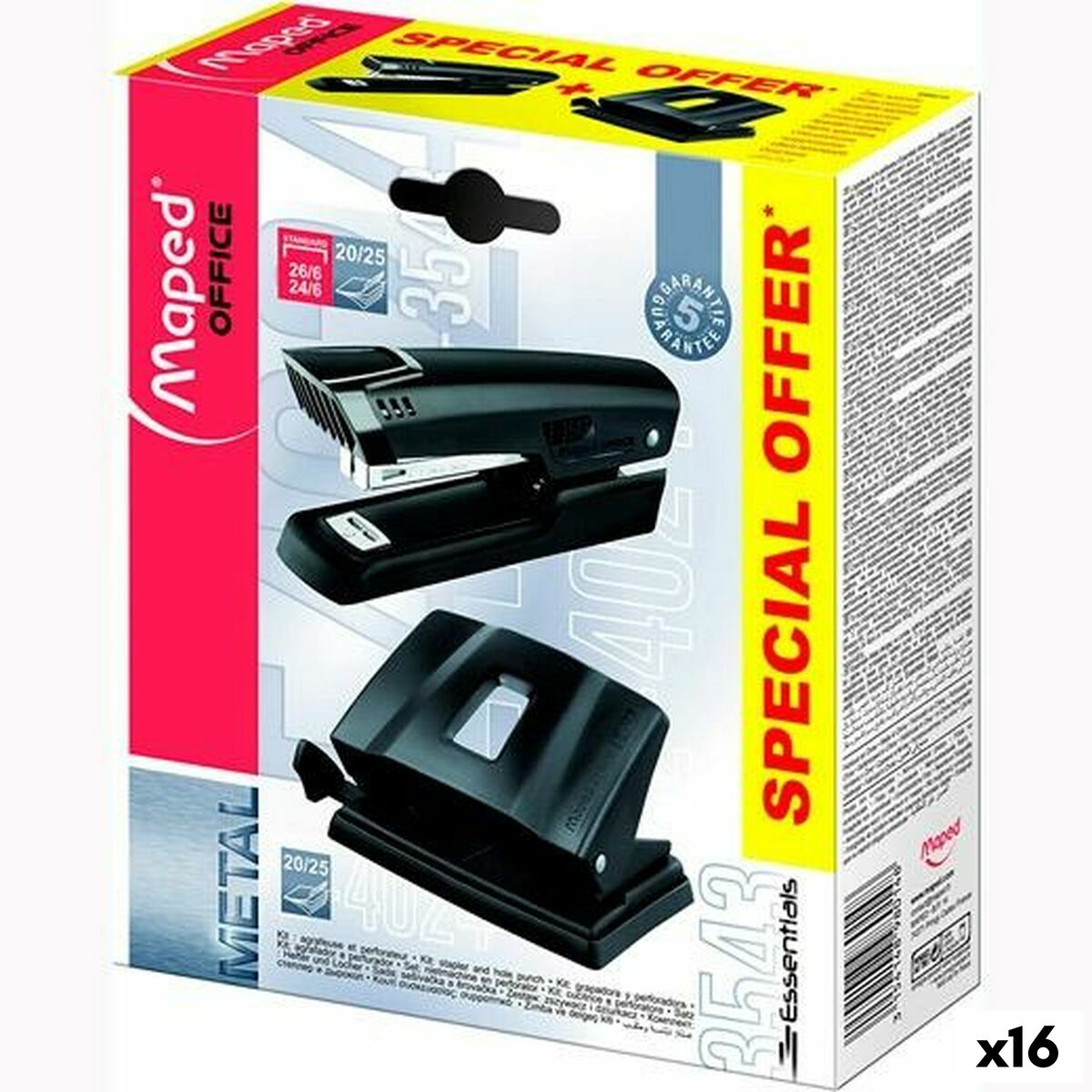 Set Maped 3543 Essentials Rock drill Stapler Black (16 Units)-0