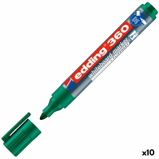 Whiteboard marker Edding 360 Rechargeable Green (10 Units)-0