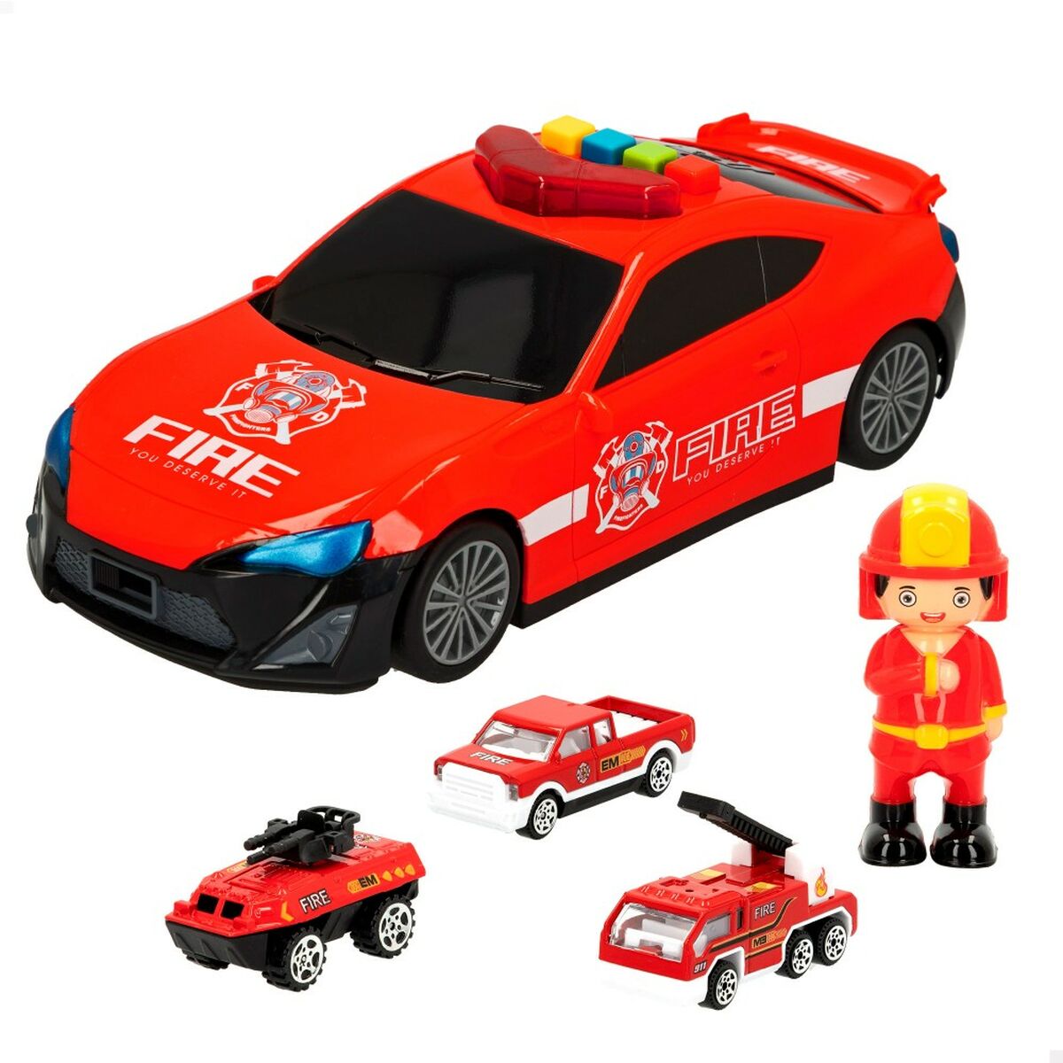 Vehicle Playset Speed & Go 30 x 9,5 x 13 cm Fireman Light Sound 4 Units-4
