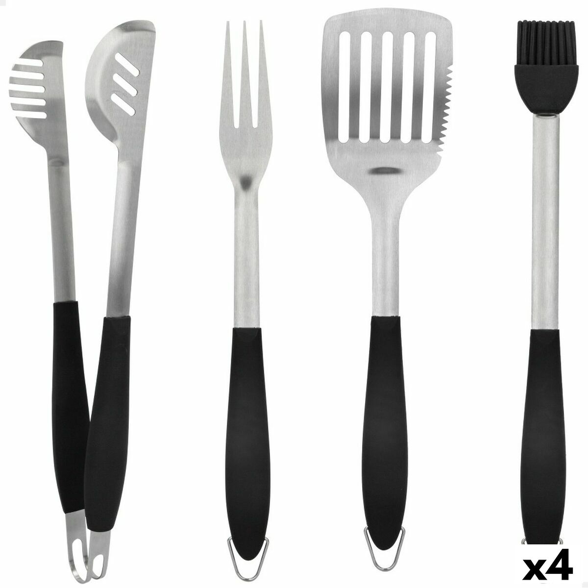 Barbecue Utensils Set Aktive 4 Pieces Barbecue Stainless steel 10 x 42 x 4 cm (4 Units)-0
