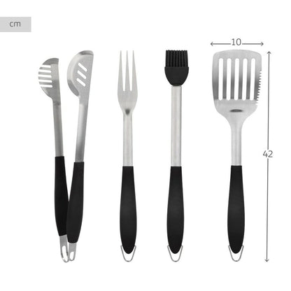 Barbecue Utensils Set Aktive 4 Pieces Barbecue Stainless steel 10 x 42 x 4 cm (4 Units)-3