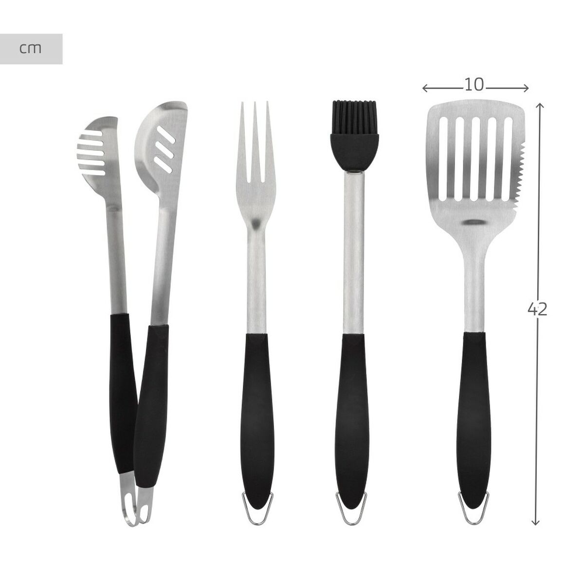 Barbecue Utensils Set Aktive 4 Pieces Barbecue Stainless steel 10 x 42 x 4 cm (4 Units)-3