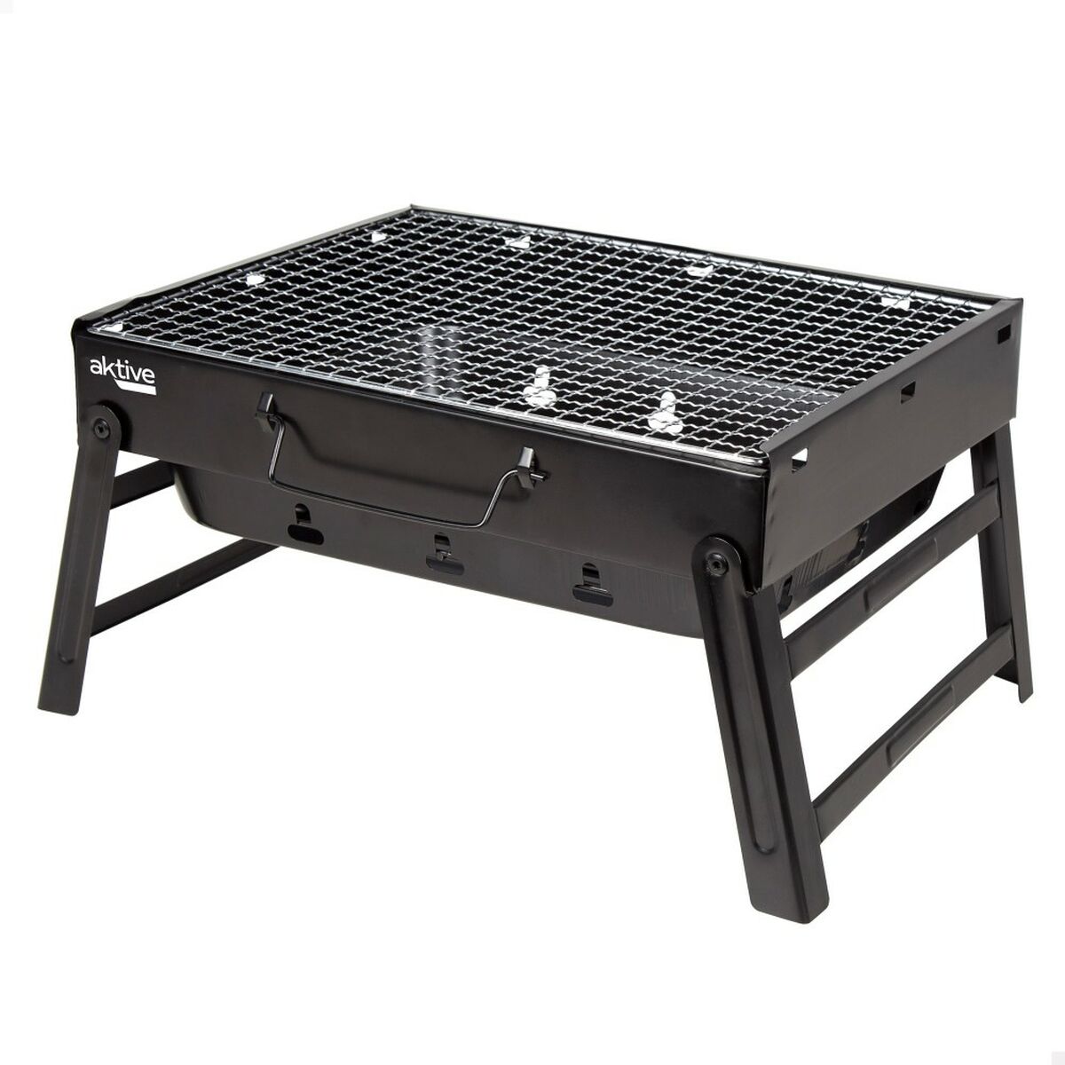 Barbecue Portable Aktive Rectangular Black Steel 40 x 20 x 28 cm-6