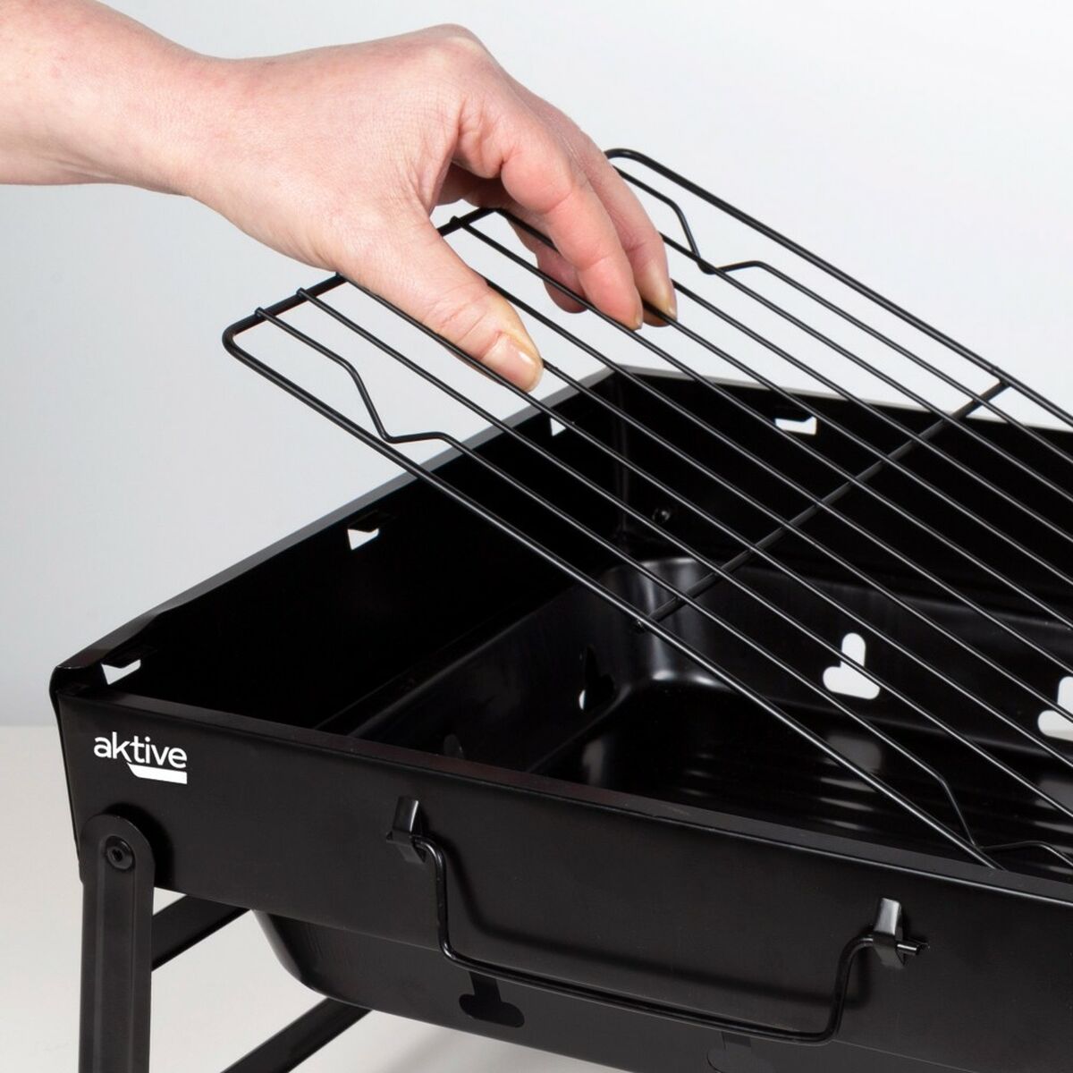 Barbecue Portable Aktive Rectangular Black Steel 40 x 20 x 28 cm-2