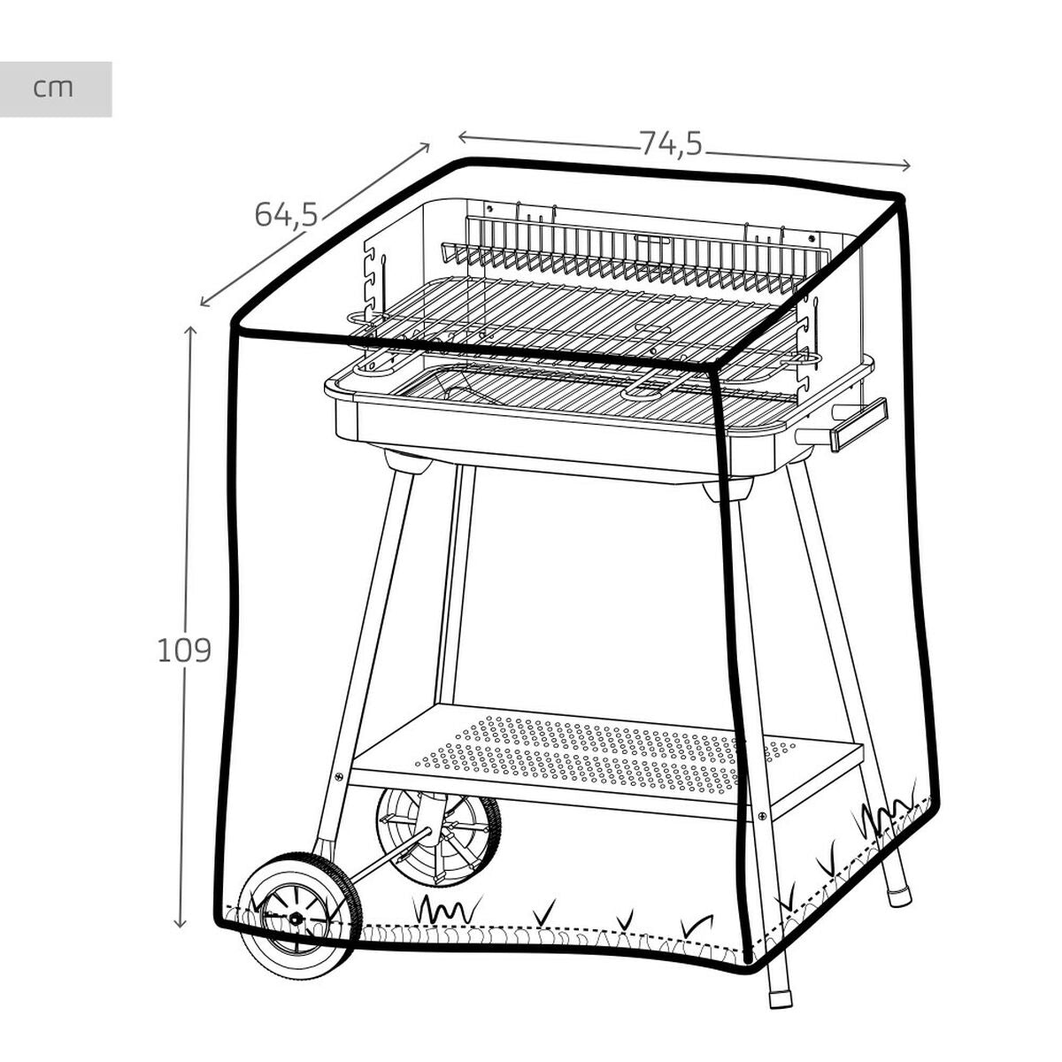 Protective Cover for Barbecue Aktive Black 6 Units 74,5 x 109 x 64,5 cm-3