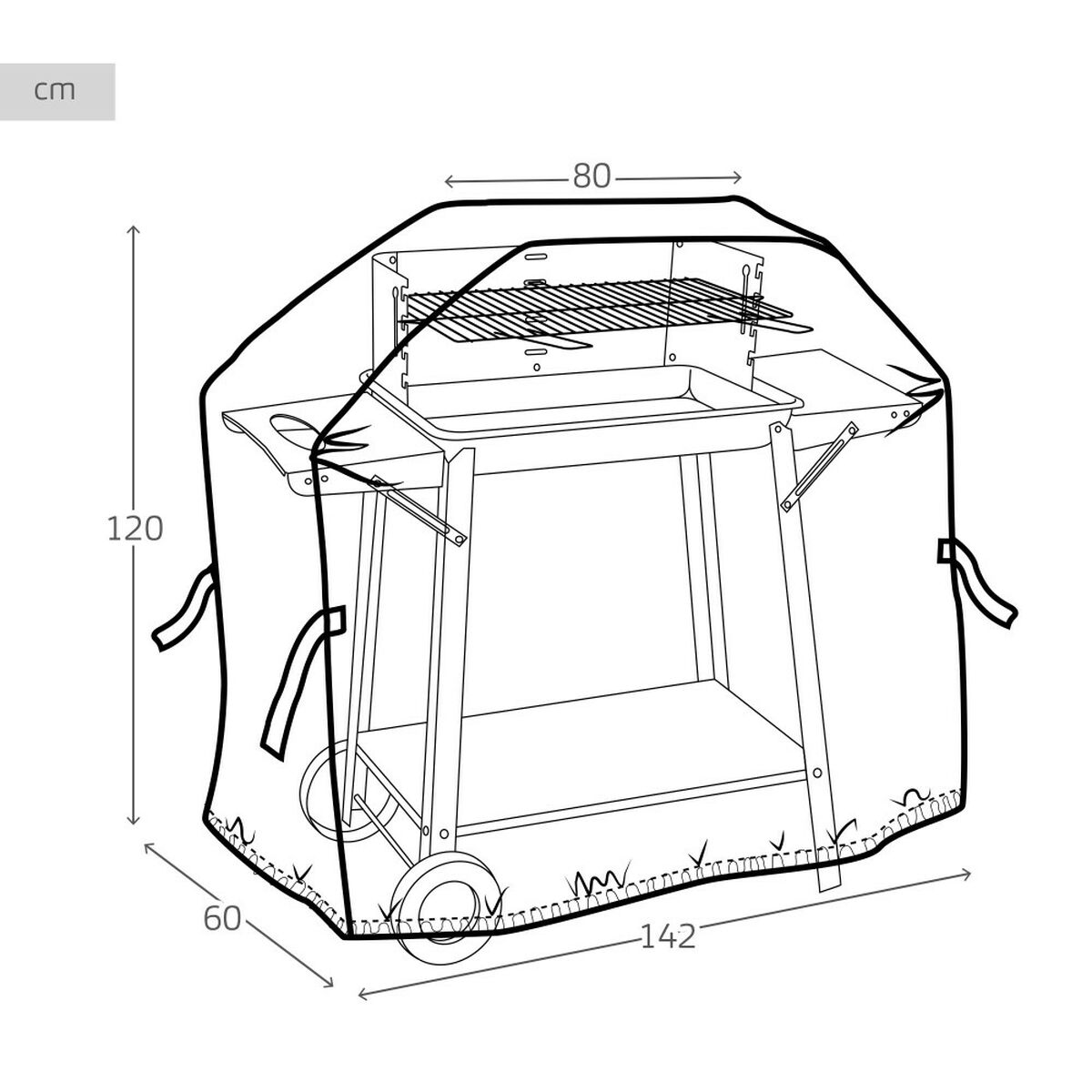 Protective Cover for Barbecue Aktive Black 4 Units 142 x 120 x 60 cm-3
