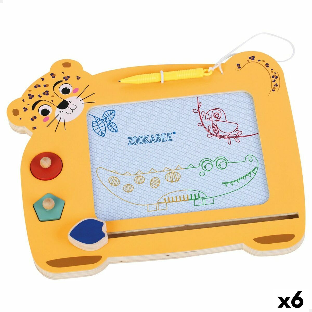 Magic Blackboard Woomax Zookabee Tiger Wood 30 x 2,5 x 26 cm (6 Units)-0
