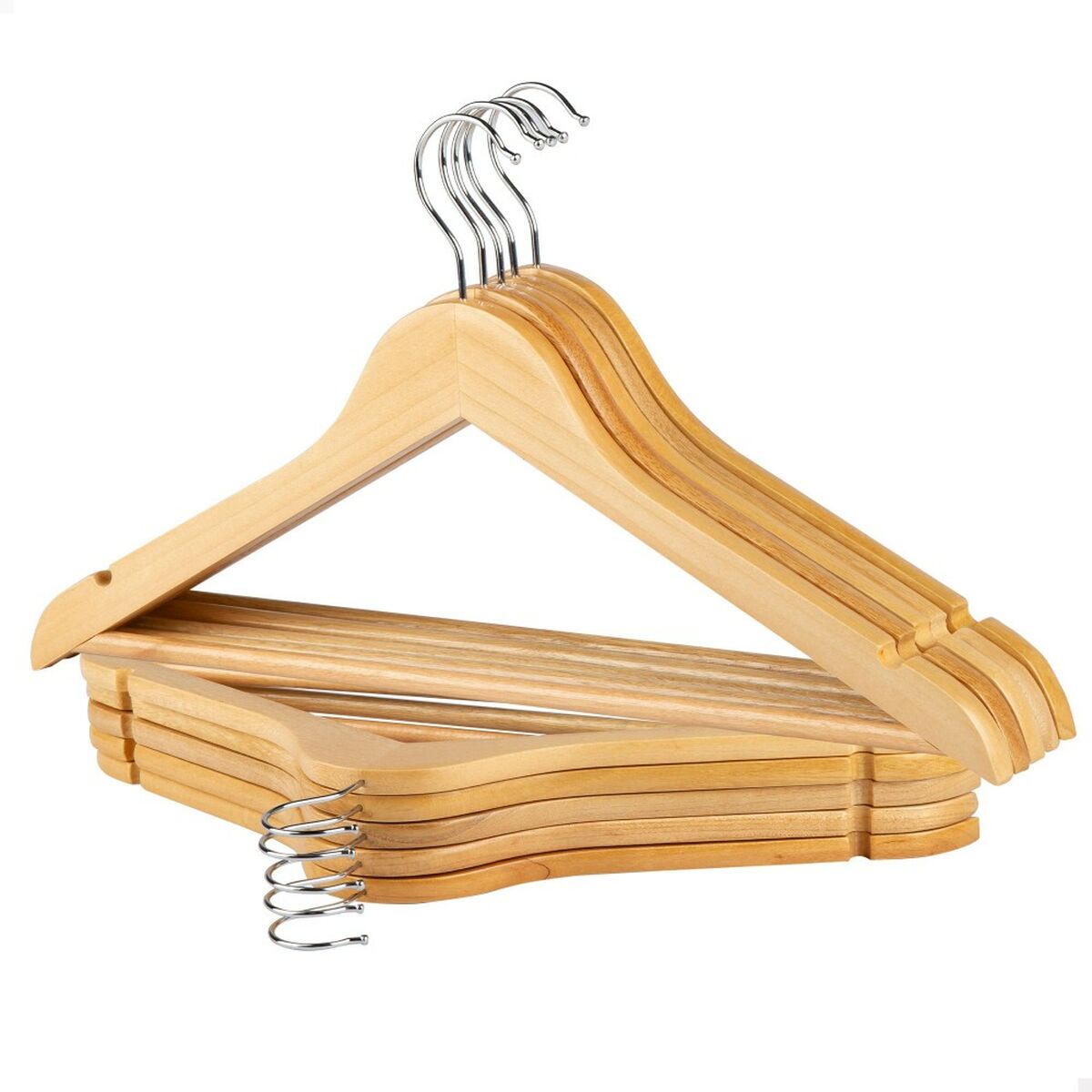 Set of Clothes Hangers Max Home Natural Wood Steel 44,5 x 23 x 1 cm 10 Pieces (6 Units)-6