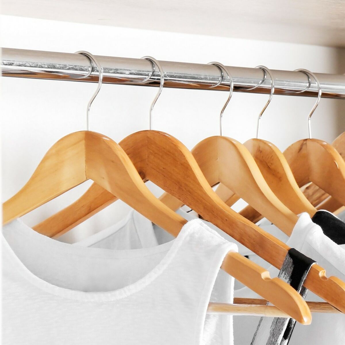 Set of Clothes Hangers Max Home Natural Wood Steel 44,5 x 23 x 1 cm 10 Pieces (6 Units)-5