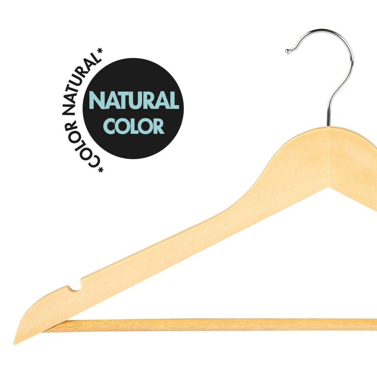 Set of Clothes Hangers Max Home Natural Wood Steel 44,5 x 23 x 1 cm 10 Pieces (6 Units)-1
