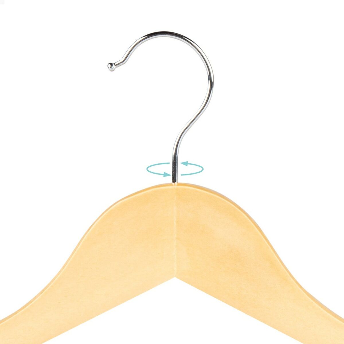 Set of Clothes Hangers Max Home Natural Wood Steel 44,5 x 23 x 1 cm 10 Pieces (6 Units)-3