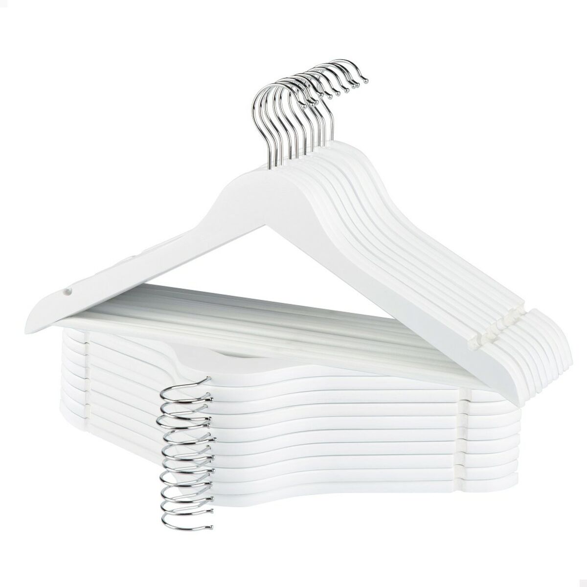 Set of Clothes Hangers Max Home White Wood Steel 44,5 x 23 x 1 cm 20 Pieces (4 Units)-6