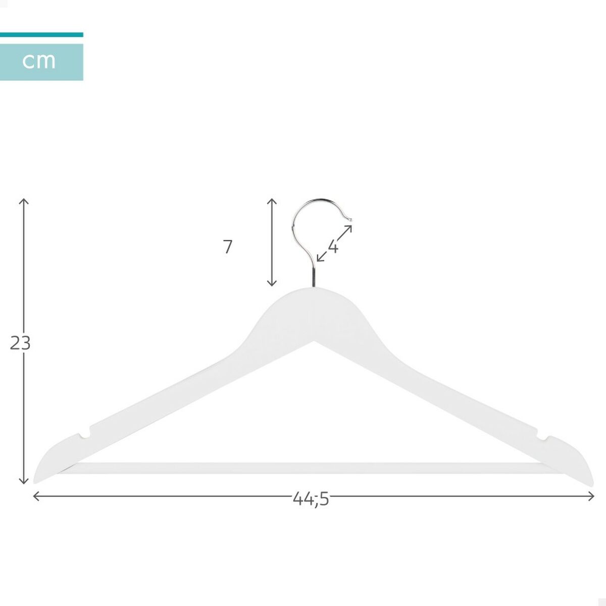 Set of Clothes Hangers Max Home White Wood Steel 44,5 x 23 x 1 cm 20 Pieces (4 Units)-3