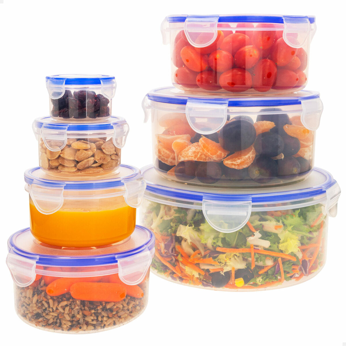 Set of Stackable Hermetically-sealed Kitchen Containers Max Home 23 x 11 x 23 cm 6 Units-6