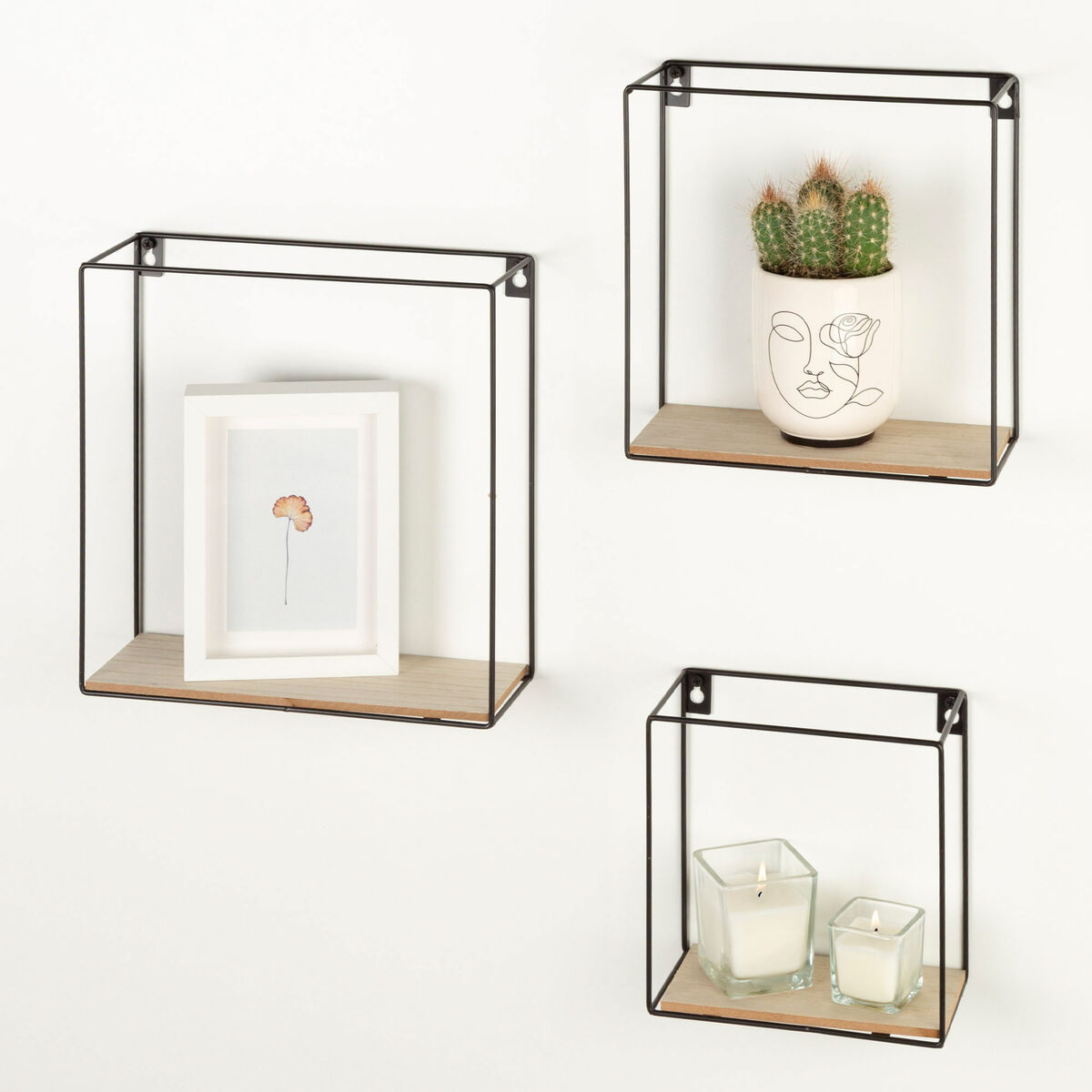 Shelves Max Home Iron MDF Wood 30 x 30 x 10 cm (4 Units)-5