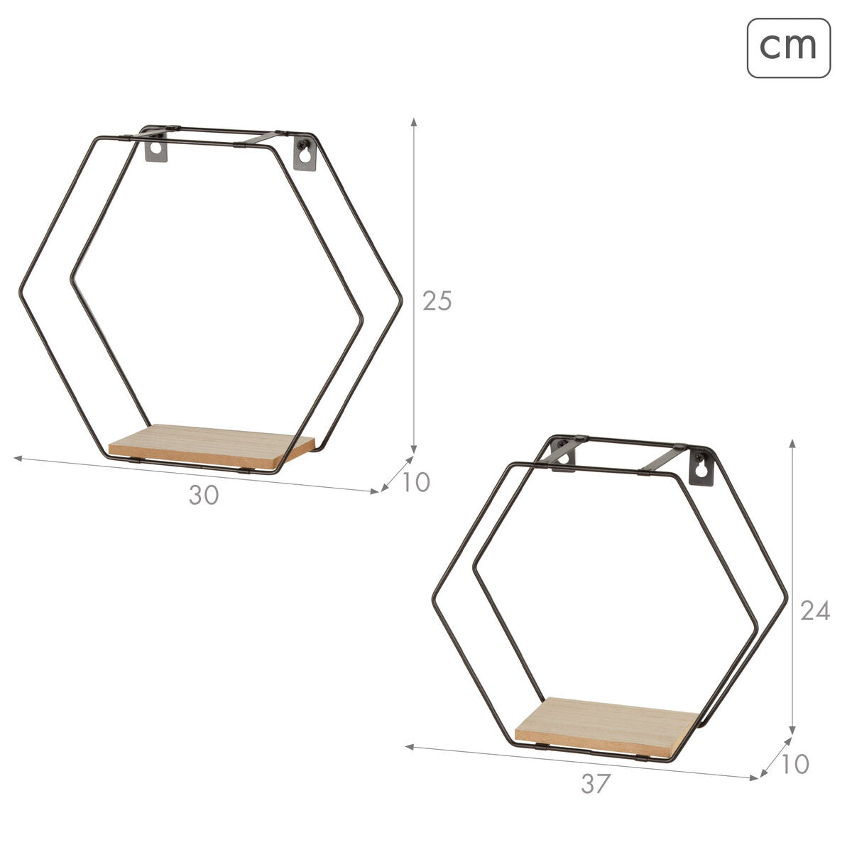 Shelves Max Home Iron MDF Wood 30 X 27 X 10 CM (6 Units)-3