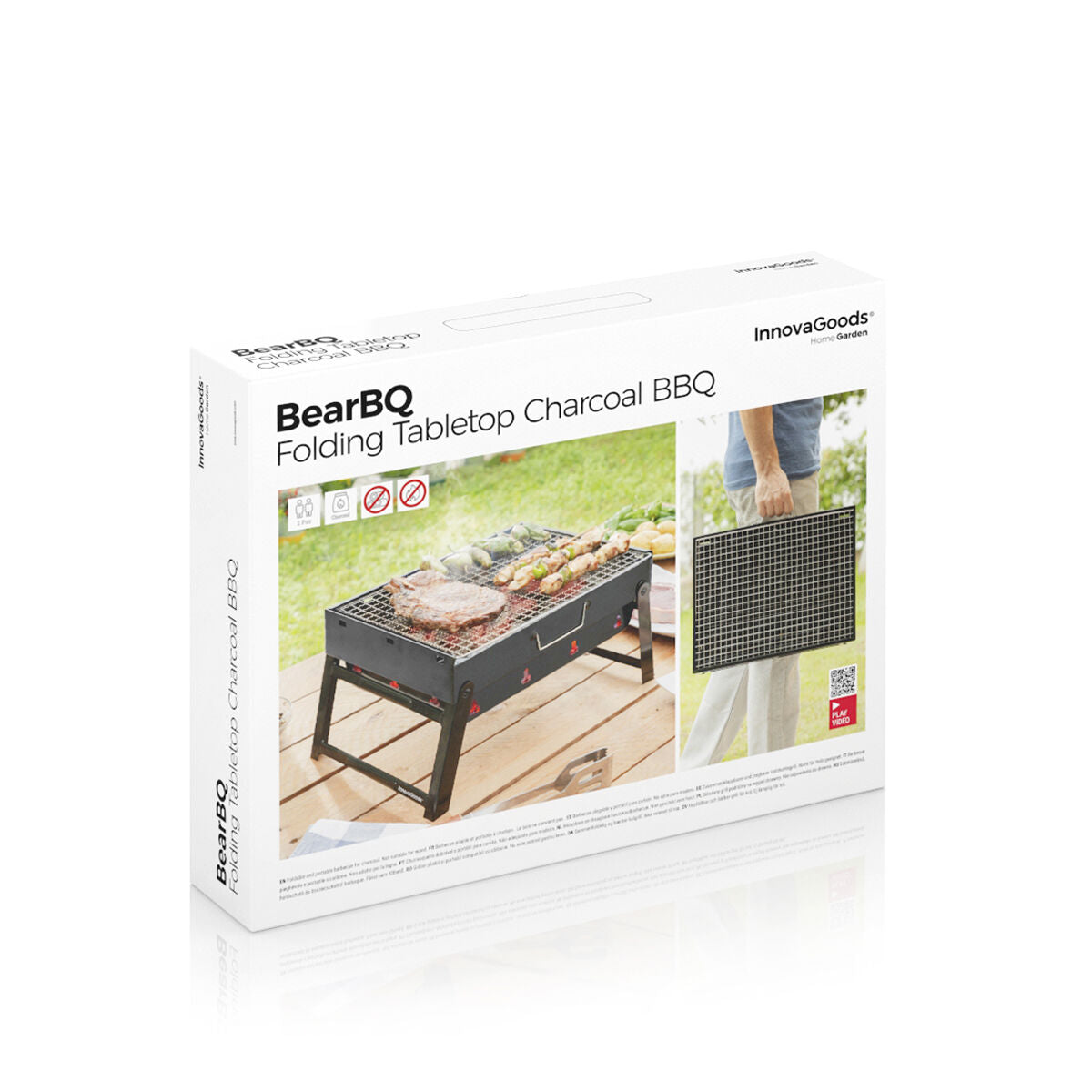Folding Portable Barbecue for use with Charcoal BearBQ InnovaGoods-1