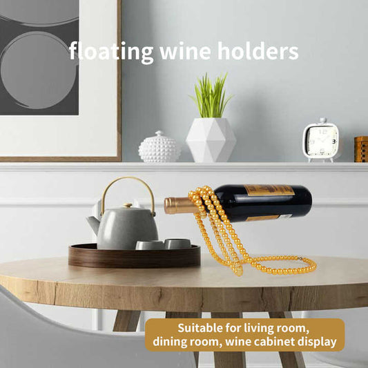 NNEDSZ Gold Modern Floating Pearl Wine Bottle Holder – Elegant Home Decor, Unique Kitchen Accessory for Dining, Bar, and Living Room-1
