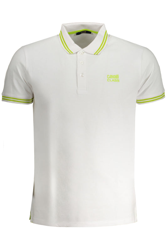 CAVALLI CLASS MEN'S WHITE SHORT SLEEVED POLO SHIRT-0