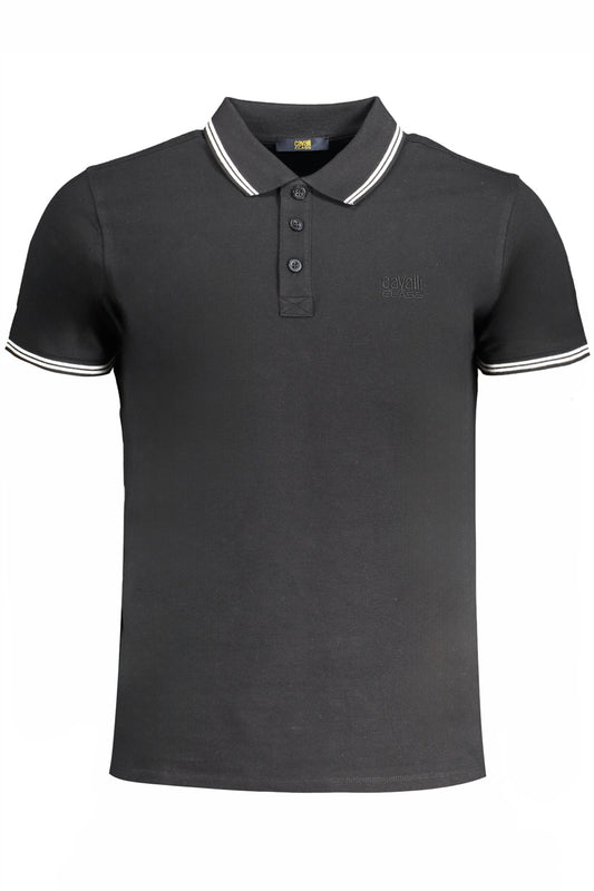 CAVALLI CLASS MEN'S SHORT SLEEVED POLO SHIRT BLACK-0