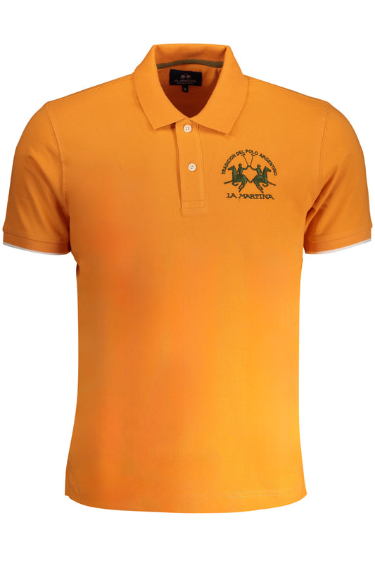 LA MARTINA MEN'S ORANGE SHORT SLEEVED POLO SHIRT-0