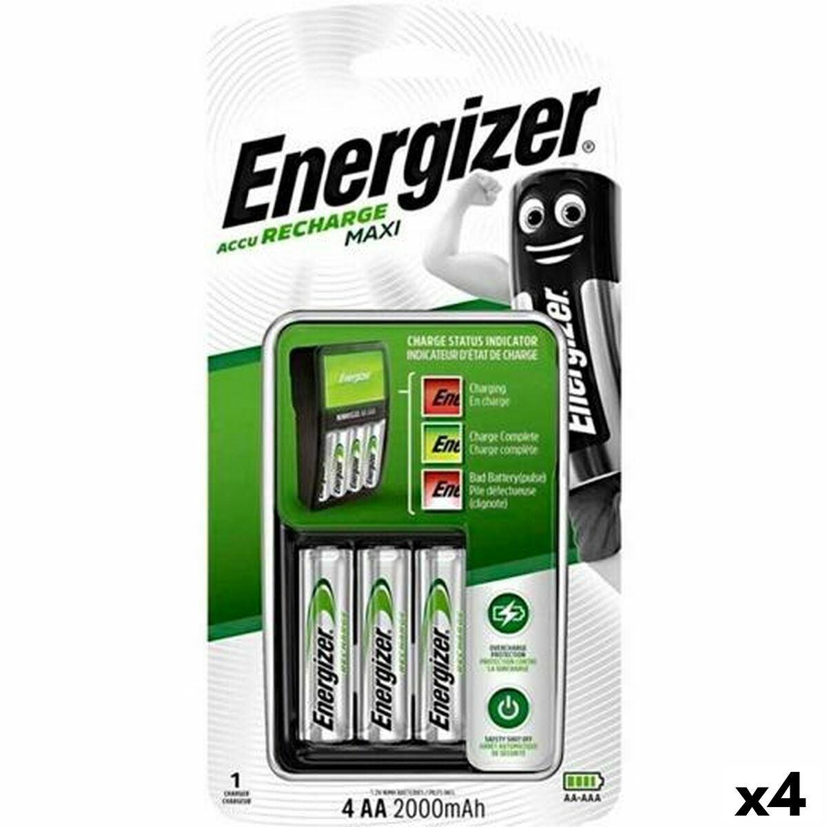 Charger + Rechargeable Batteries Energizer (4 Units)-0
