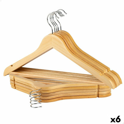 Set of Clothes Hangers Max Home Natural Wood Steel 44,5 x 23 x 1 cm 10 Pieces (6 Units)-0