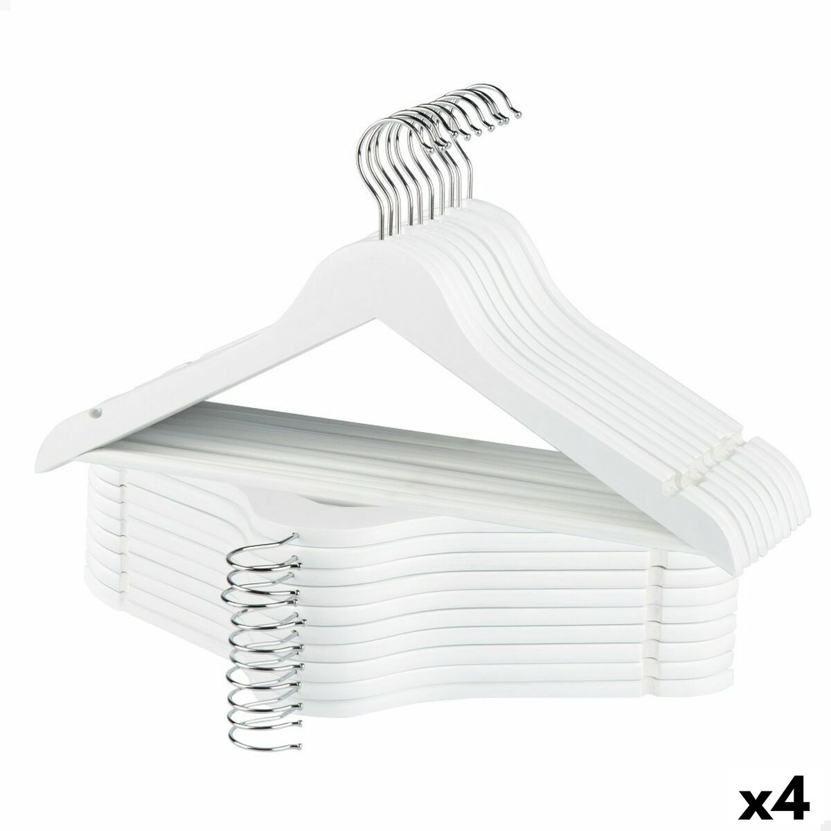Set of Clothes Hangers Max Home White Wood Steel 44,5 x 23 x 1 cm 20 Pieces (4 Units)-0