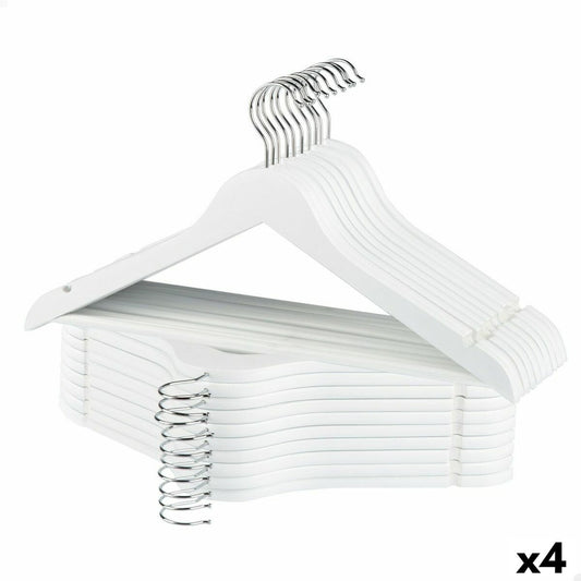 Set of Clothes Hangers Max Home White Wood Steel 44,5 x 23 x 1 cm 20 Pieces (4 Units)-0