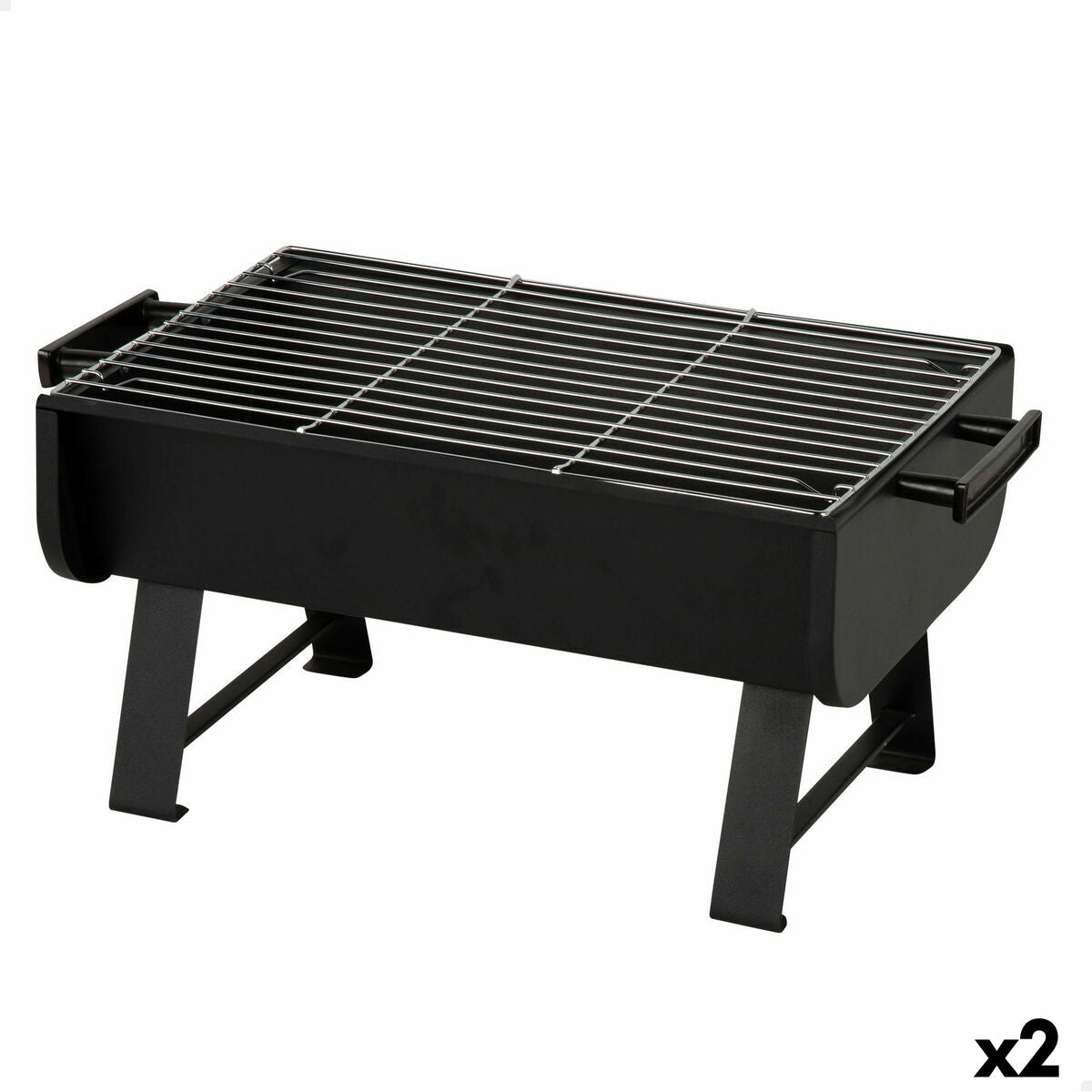 Barbecue Portable Aktive Steel 45 x 25 x 30 cm Black (2 Units)-0